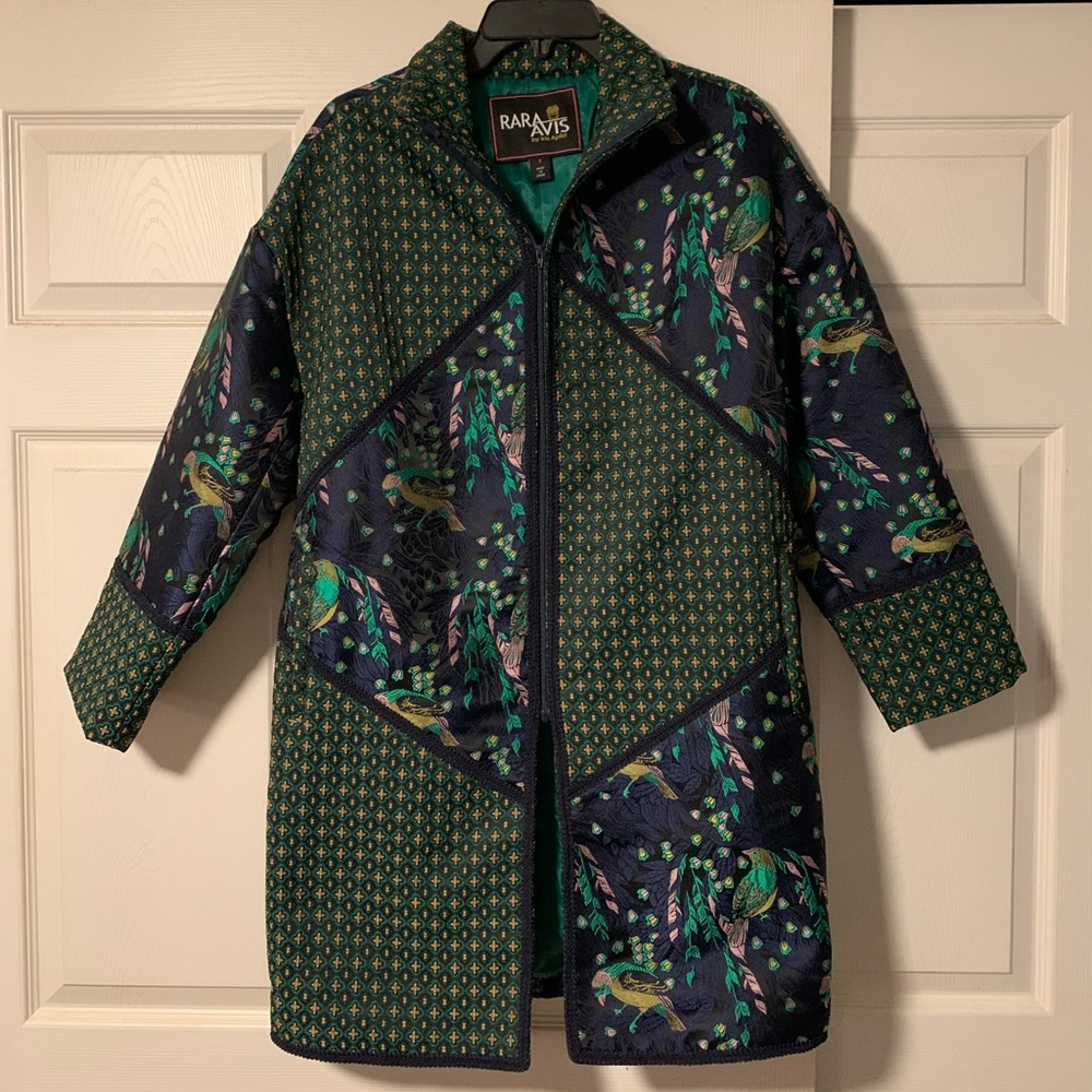 Rara Avis by Iris Apfel Peacock Embroidered Coat Size S